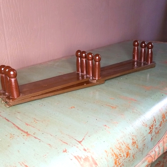 Vintage Wooden Wall Accordion Style 10 Peg Hook Rack - Picture 7 of 7